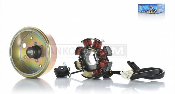 Генератор (у зборі) GY6 50 6+2 горизонтальне кріплення статора