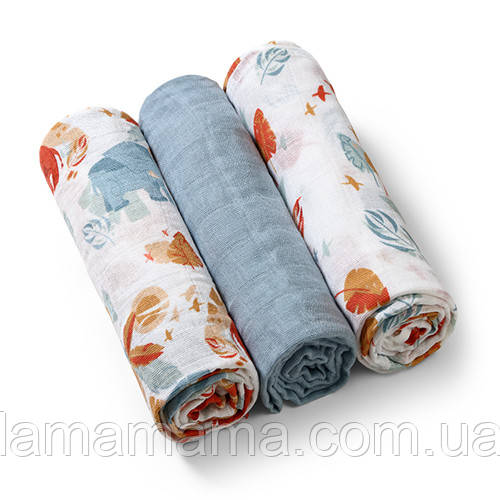 Пелюшка муслінова супер м'яка, набір 3 шт. 70x70 см Сафарі BabyOno, фото 1