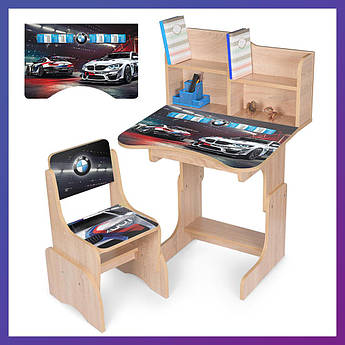 Дитяча парта зі стільчиком регулюванням висоти та підставкою для книг BMW Таблиця множення N 2071-7-3