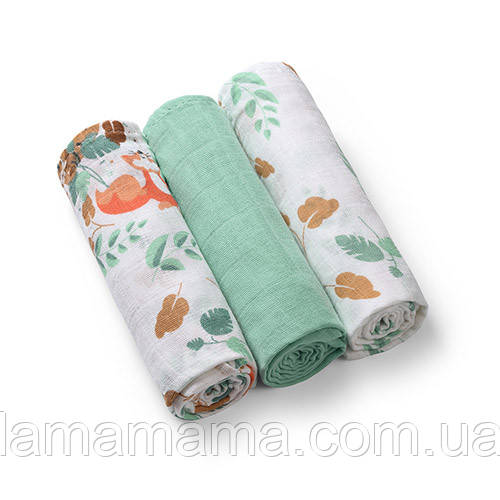 Пелюшка муслінова супер м'яка, набір 3 шт. 70x70 см Ліс BabyOno, фото 1