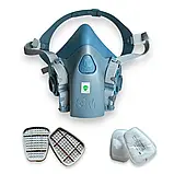 Захисна напівмаска респіратор 3М 7502 + фільтра 6001 Оригінал, фото 5