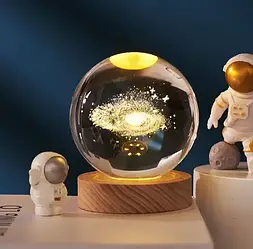 3D нічник 6/8 см Кришталевий Куля із сонячною системою
