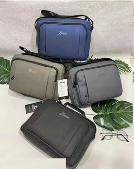 Чоловіча сумка тканинна через плече на блискавці з кишенею в різних варіантах Luna