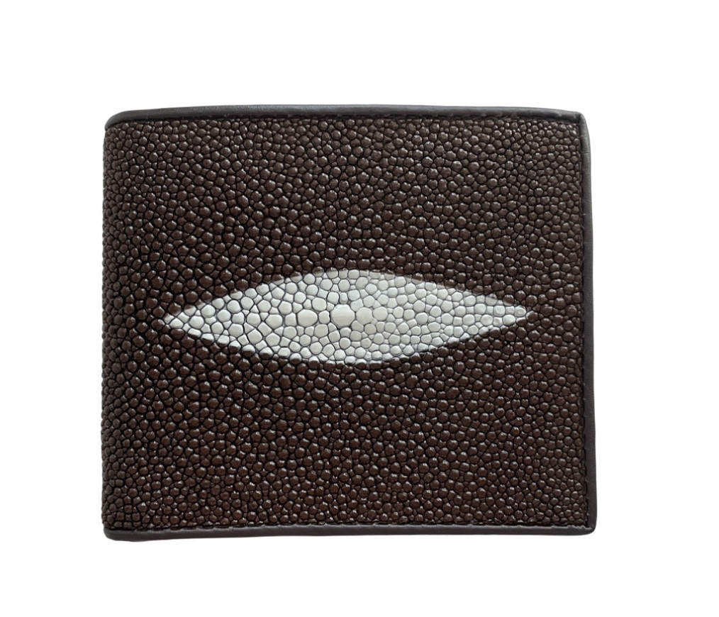 Гаманець портмоне чоловічий із натуральної шкіри морського ската коричневий