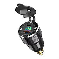 Мотозарядка для мотоцикла під роз'єм BMW DIN Hella USB QC 3.0 Type-C PD 30W