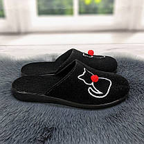 Тапочки жіночі домашні Klerotex із закритим носком фетрові чорні 4526, фото 5