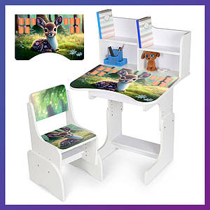 Дитяча парта зі стільчиком регулюванням висоти та підставкою для книг ОленяТаблиця множення N 2071-3-1