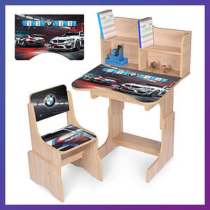 Дитяча парта зі стільчиком регулюванням висоти та підставкою для книг BMW Таблиця множення N 2071-7-3