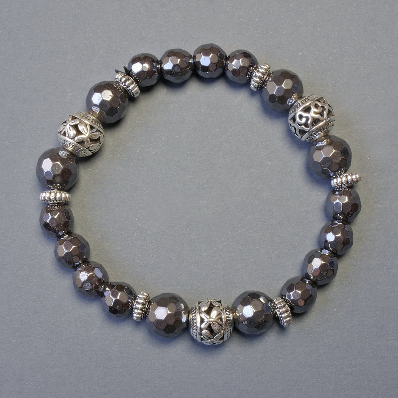 Браслет Гематит гранована кулька d-10-8мм+- L-18 см стрейч, фото 1