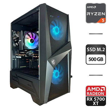 Під замовлення ігровий ПК MSI MAG Forge 100M Black MT/ Ryzen 5 5600/ 16GB RAM/ 500GB SSD/ Radeon RX 5700 XT 8GB/ 650W, фото 1