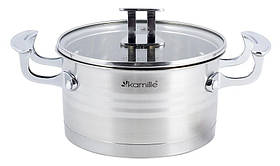 Каструля індукційна Kamille Casserote 3.1 л із неіржавкої сталі зі скляною кришкою