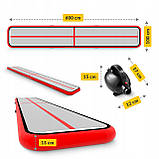 Мат гімнастичний надувний 4FIZJO Air Track Mat 600 x 100 x 15 см White/Red (P-5907739311801), фото 11