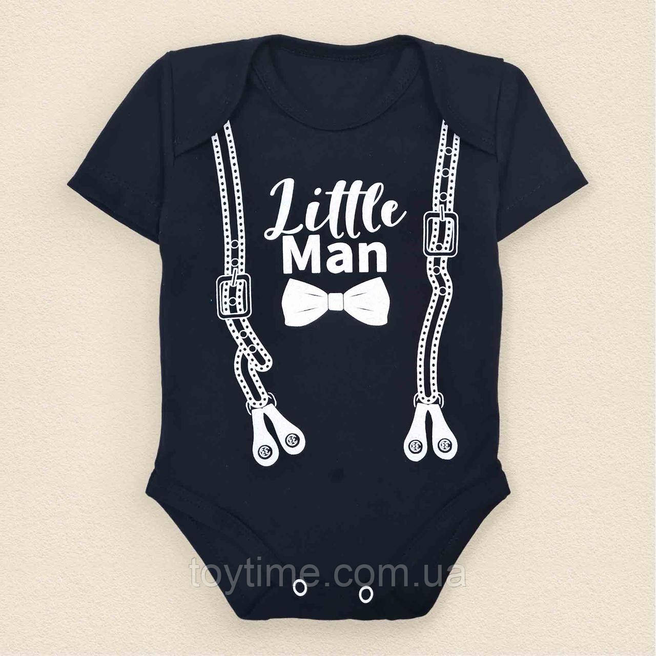 Чорний боді для хлопчика Little Man, фото 1