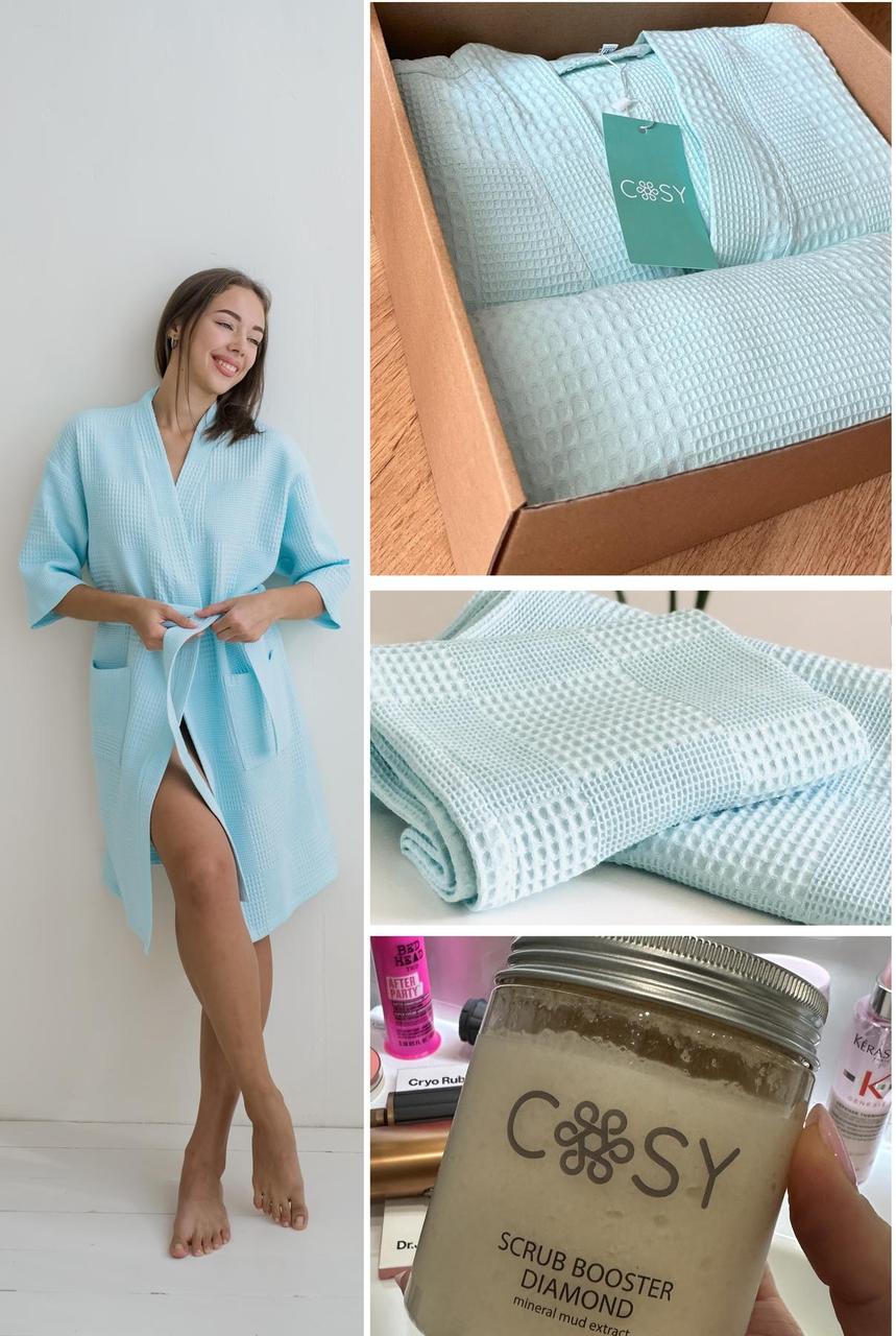 Жіночий Подарунковий набір Мозаїка ментол (халат+рушник+скраб) .Хит!, фото 1