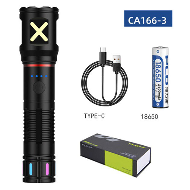 Потужний світлодіодний ліхтар, Алюмінієвий ліхтар 18650 ручний з функцією зарядки HE-43, фото 1