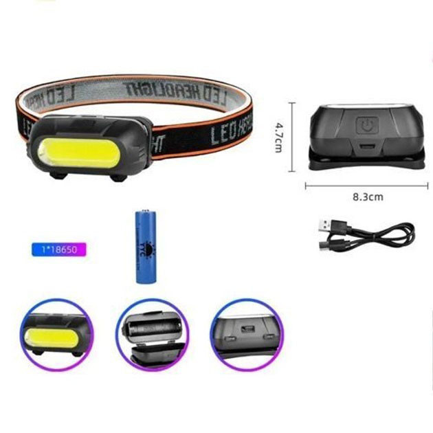 Налобний ліхтар на голову KX-213-COB, Налобний світлодіодний ліхтар для нічних прогулянок SU-43, фото 1