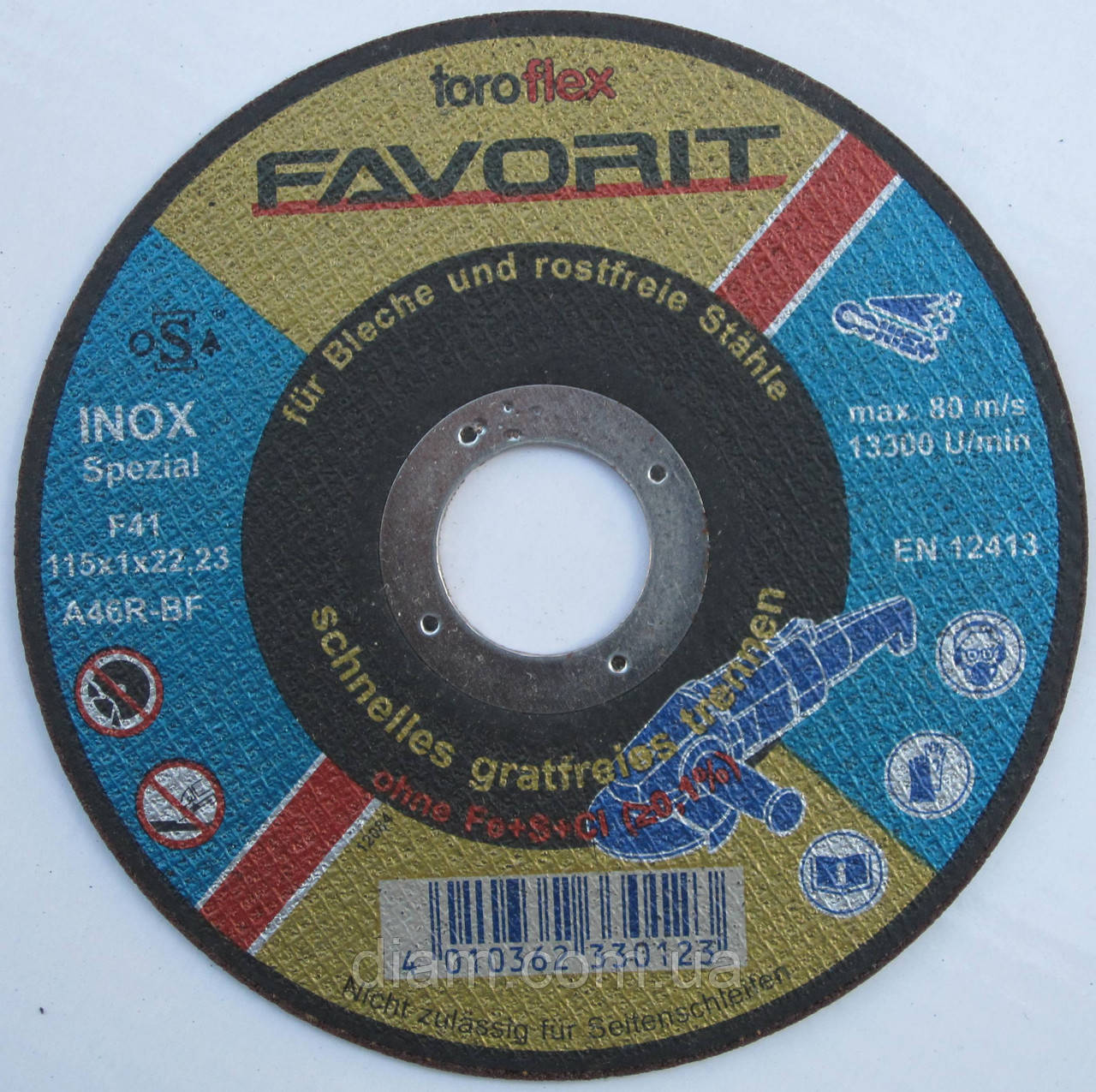 Круг абразивный тонкий отрезной, для нержавеющей стали Toroflex" Favorit Словения 115x1,0x22 "Swatycomet" - фото 1 - id-p428562930