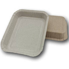 Паперова тарілка-лоток одноразова біла ламінована розмір 115х140 мм 100 шт/уп.