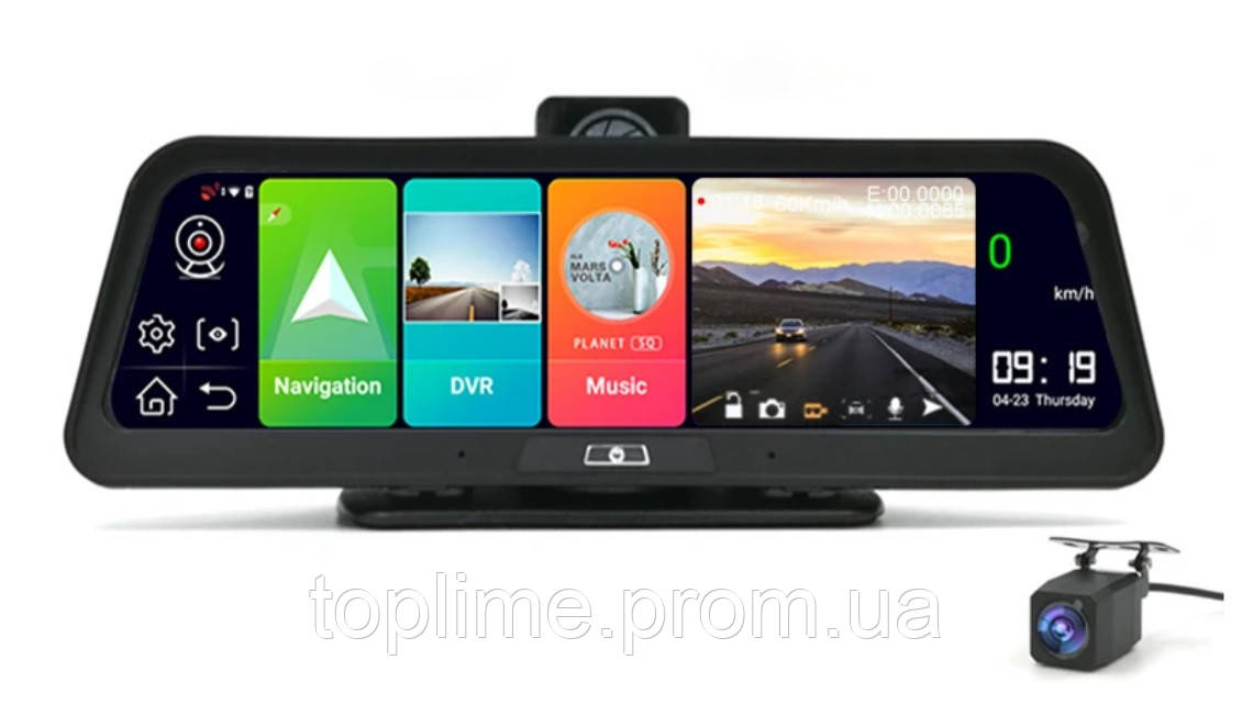 Видеорегистратор на торпеду RIAS DVR E98 10 IPS 4G GPS с двумя камерами ...