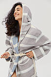 Халат Lotus Home Milana muslin beige-lead blue L/XL, фото 4