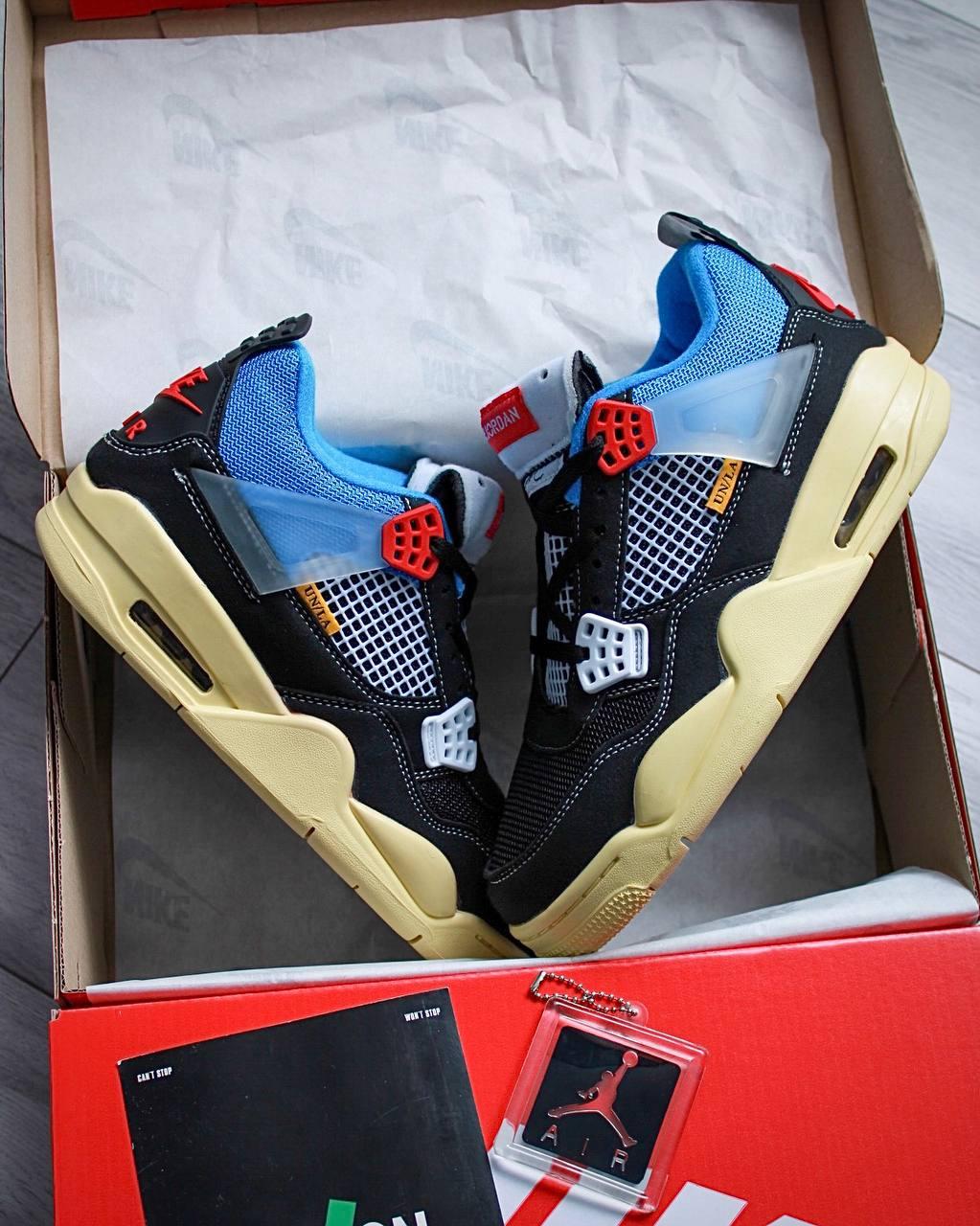 Кросівки чоловічі чорні Jordan 4 x Union"Off Noir" (05976)