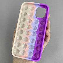 Чохол для iPhone 12 Pop it антистрес силіконовий чохол поп іт на телефон айфон 12 бузковий пудровий OBX, фото 2