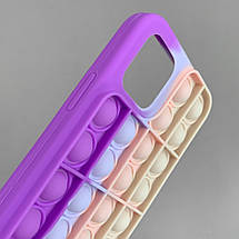 Чохол для iPhone 12 Pop it антистрес силіконовий чохол поп іт на телефон айфон 12 бузковий пудровий OBX, фото 3