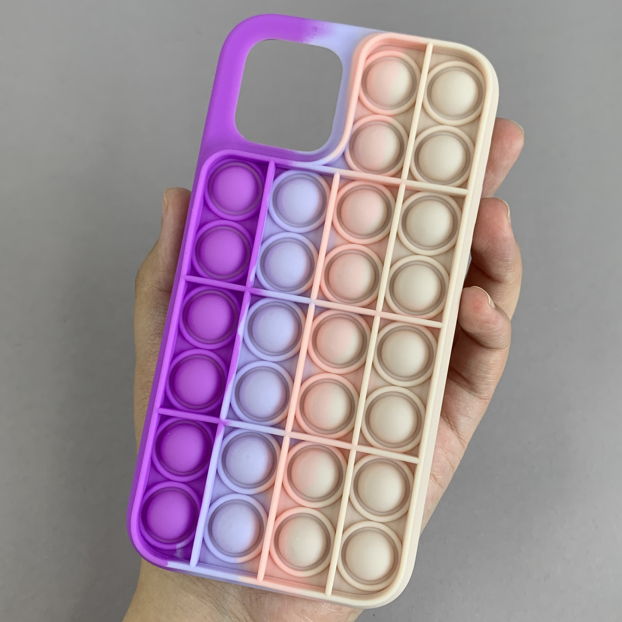 Чохол для iPhone 12 Pop it антистрес силіконовий чохол поп іт на телефон айфон 12 бузковий пудровий OBX