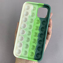 Чохол для iPhone 12 Pop it антистрес силіконовий чохол поп іт на телефон айфон 12 зелений молочний OBX, фото 2