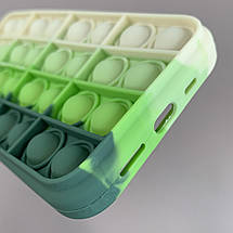 Чохол для iPhone 12 Pop it антистрес силіконовий чохол поп іт на телефон айфон 12 зелений молочний OBX, фото 4