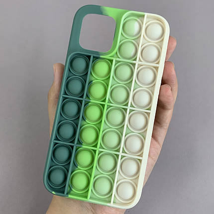 Чохол для iPhone 12 Pop it антистрес силіконовий чохол поп іт на телефон айфон 12 зелений молочний OBX, фото 1