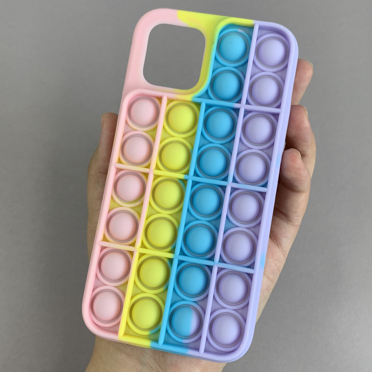 Чохол для iPhone 12 Pop it антистрес силіконовий чохол поп іт на телефон айфон 12 рожевий бузковий OBX