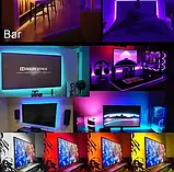 Стрічка світлодіодна RGB SMD 5050 для фонового підсвічування телевізора. 2 метри з пультом від USB-повербанка SV227, фото 3