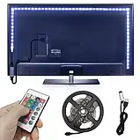 Стрічка світлодіодна RGB SMD 5050 для фонового підсвічування телевізора. 2 метри з пультом від USB-повербанка SV227, фото 7