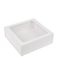 Коробка 200х200х70 для десертів з вікном, біла