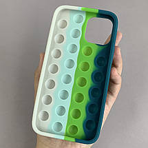 Чохол для iPhone 12 Pop it антистрес силіконовий чохол поп іт на телефон айфон 12 зелений білий ORG 2, фото 2