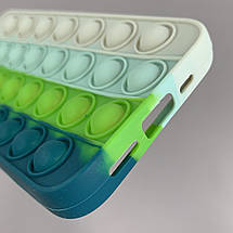 Чохол для iPhone 12 Pop it антистрес силіконовий чохол поп іт на телефон айфон 12 зелений білий ORG 2, фото 4