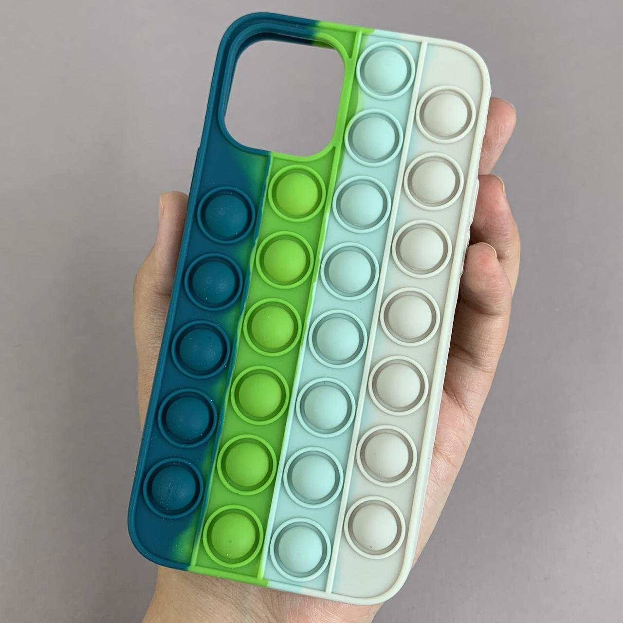 Чохол для iPhone 12 Pop it антистрес силіконовий чохол поп іт на телефон айфон 12 зелений білий ORG 2