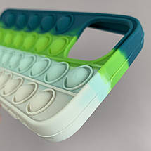 Чохол для iPhone 12 Pop it антистрес силіконовий чохол поп іт на телефон айфон 12 зелений білий ORG 2, фото 5