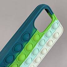 Чохол для iPhone 12 Pop it антистрес силіконовий чохол поп іт на телефон айфон 12 зелений білий ORG 2, фото 3