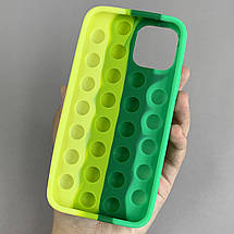 Чохол для iPhone 12 Pop it антистрес силіконовий чохол поп іт на телефон айфон 12 зелений жовтий ORG 5, фото 2