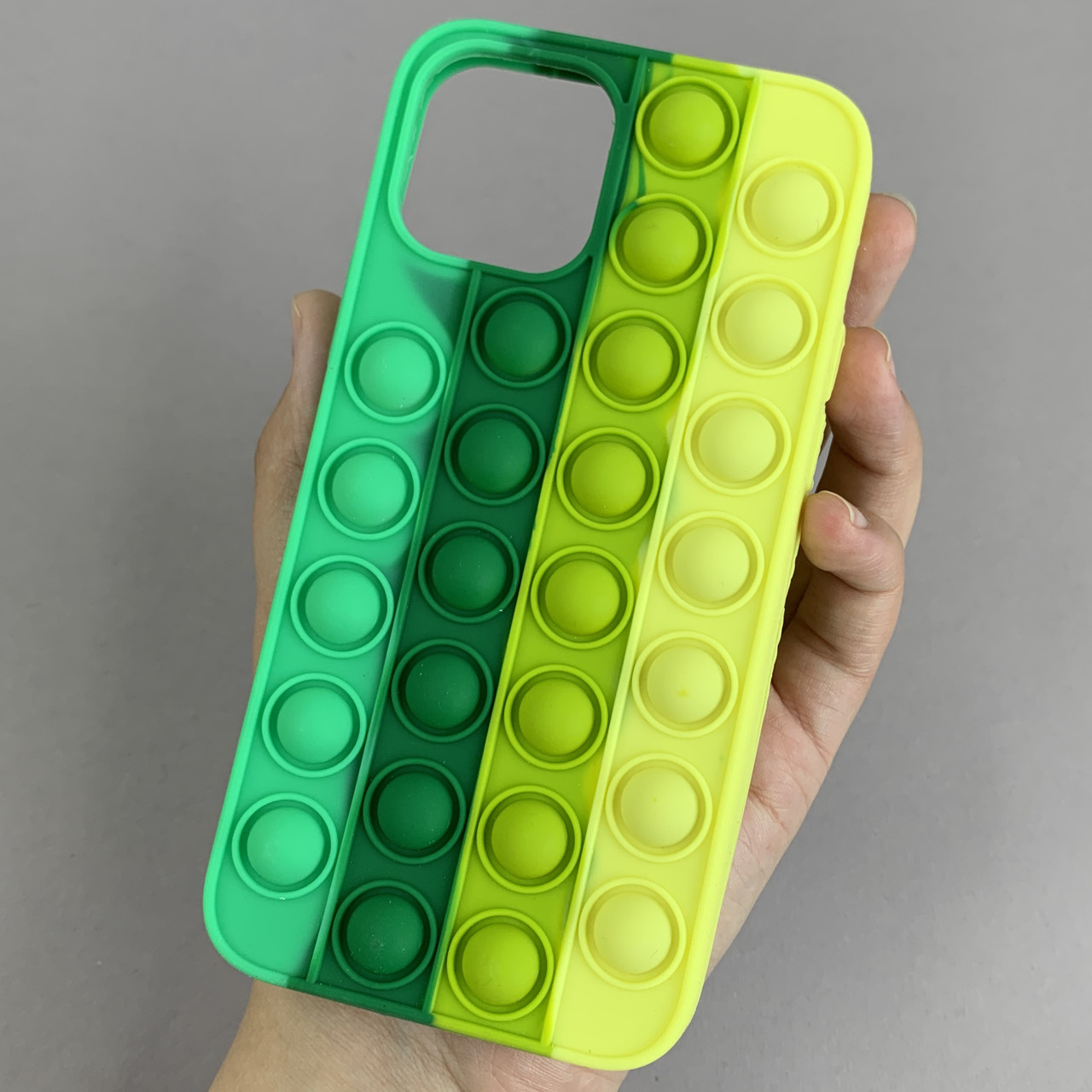 Чохол для iPhone 12 Pop it антистрес силіконовий чохол поп іт на телефон айфон 12 зелений жовтий ORG 5