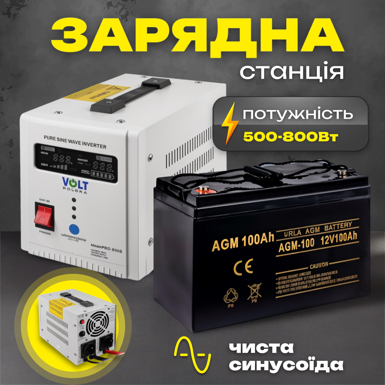 Зарядна станція портативна SBTR AGM 100 A (1200 Вт*год)