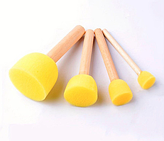 Набір губок для розпису у формі грибочка з дерев'яною ручкою, 4 шт