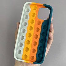 Чохол для iPhone 12 Pop it антистрес силіконовий чохол поп іт на телефон айфон 12 зелений білий ORG 8, фото 2