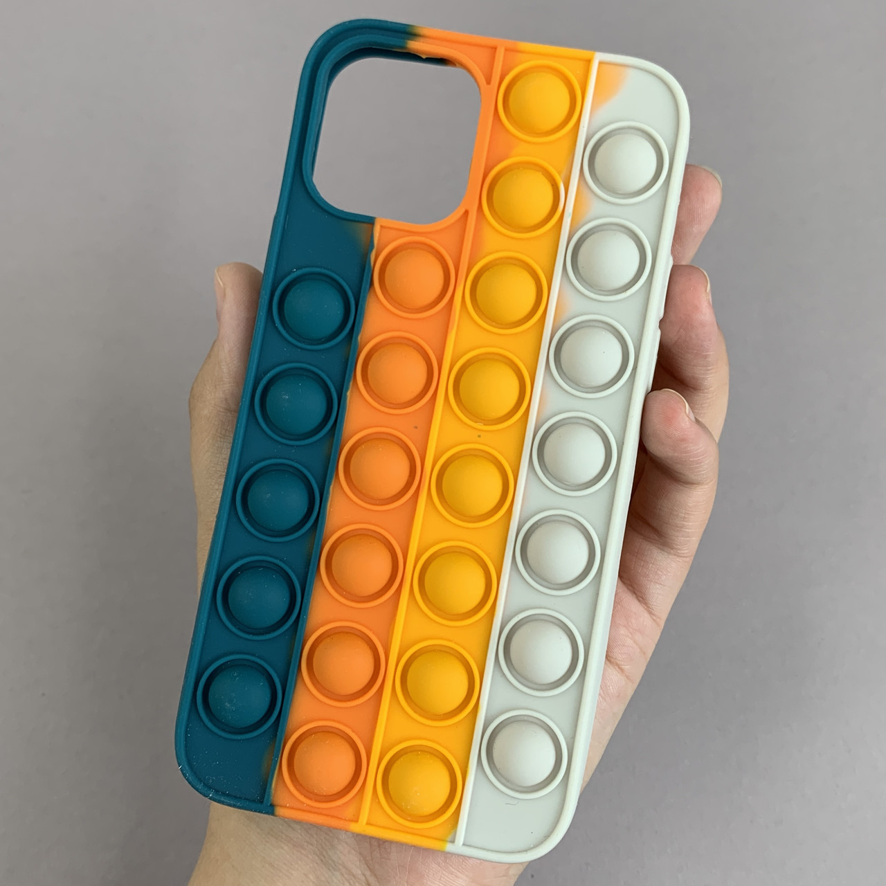 Чохол для iPhone 12 Pop it антистрес силіконовий чохол поп іт на телефон айфон 12 зелений білий ORG 8