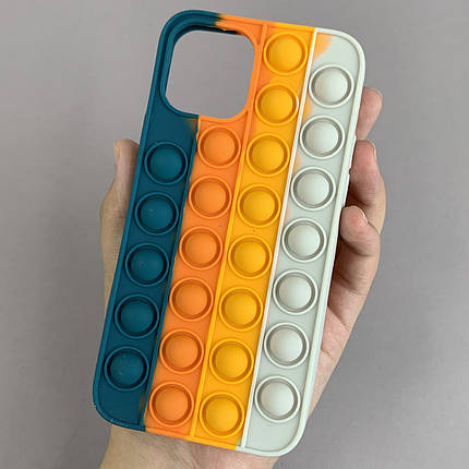 Чохол для iPhone 12 Pop it антистрес силіконовий чохол поп іт на телефон айфон 12 зелений білий ORG 8, фото 1