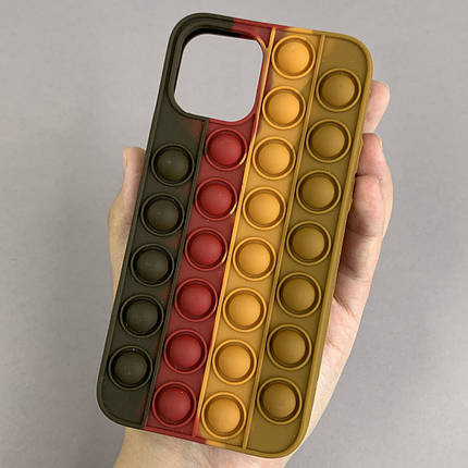 Чохол для iPhone 12 Pop it антистрес силіконовий чохол поп іт на телефон айфон 12 коричневий ORG 9, фото 1