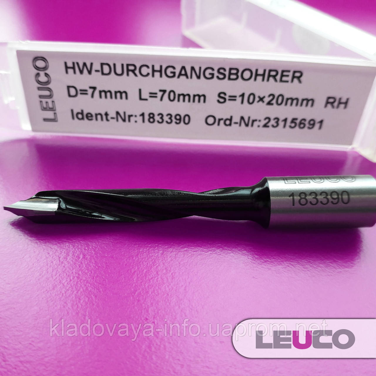 Свердло для наскрізних отворів Leuco EcoLine з наконечником із твердого сплаву, 7x70x42x10 (праве)