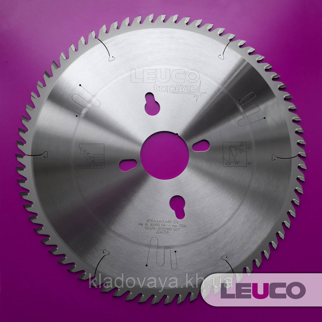 Основна дискова пила Leuco для пиляльних центрів, 350x4,4/3,2x60 Z = 72